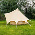 boutique camping star bell tent with canopy from the side