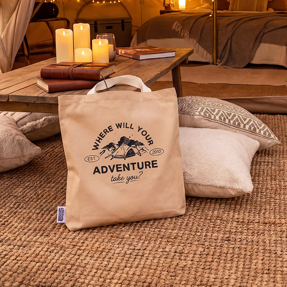 Boutique Camping Graphic Canvas Tote Bag