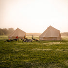 classic bell tents & bikes frosty morning