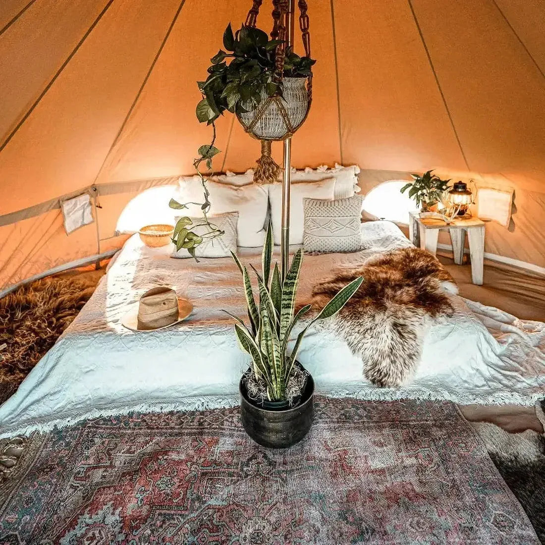 Boutique Camping Bell Tent Boho Cosy Interior