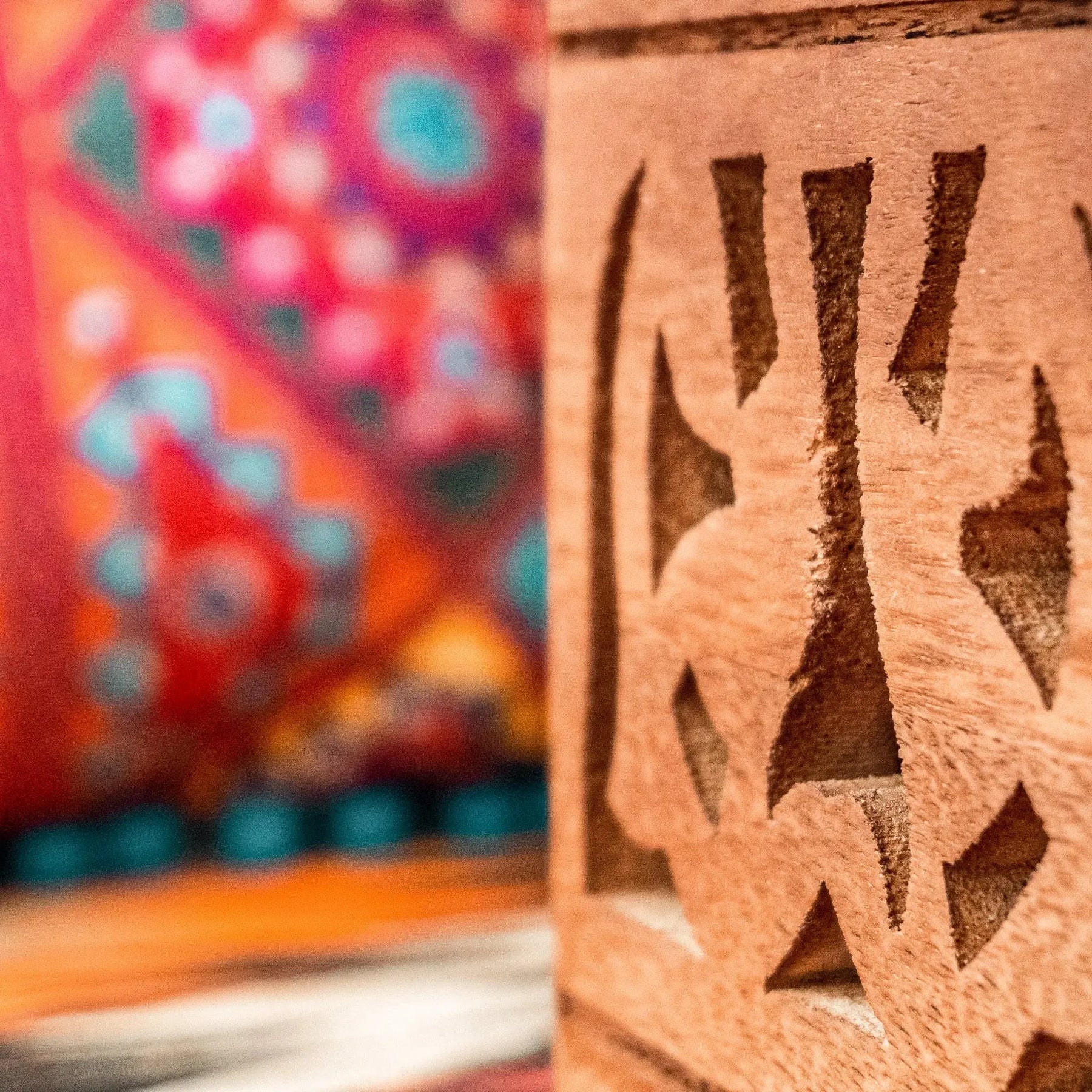 boutique camping Hand Painted Square Bajot Table