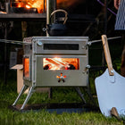 alfresco dining with boutique camping pizza oven plus and shovel