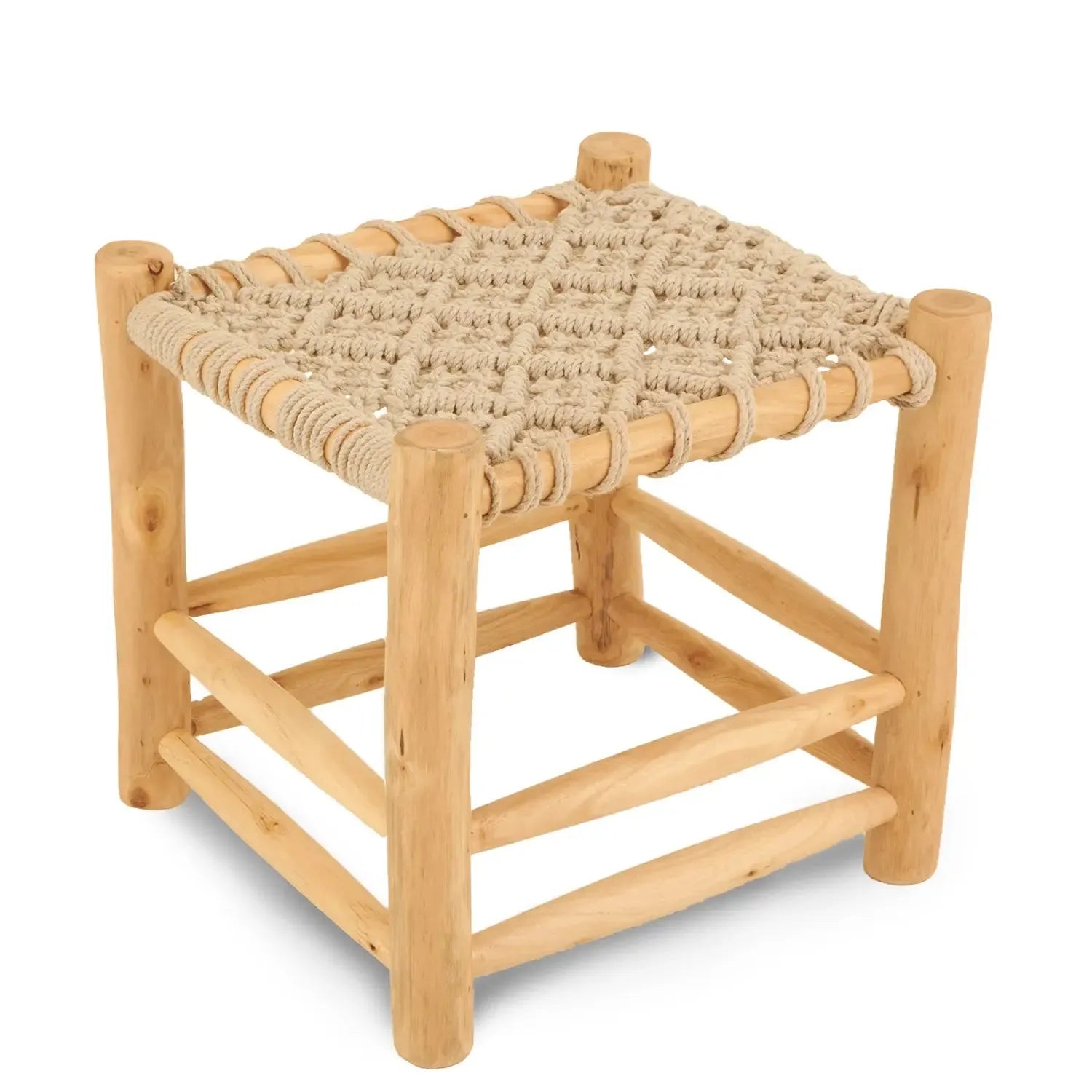Boutique Camping Macramé Wooden glamping Stool for Bell Tent