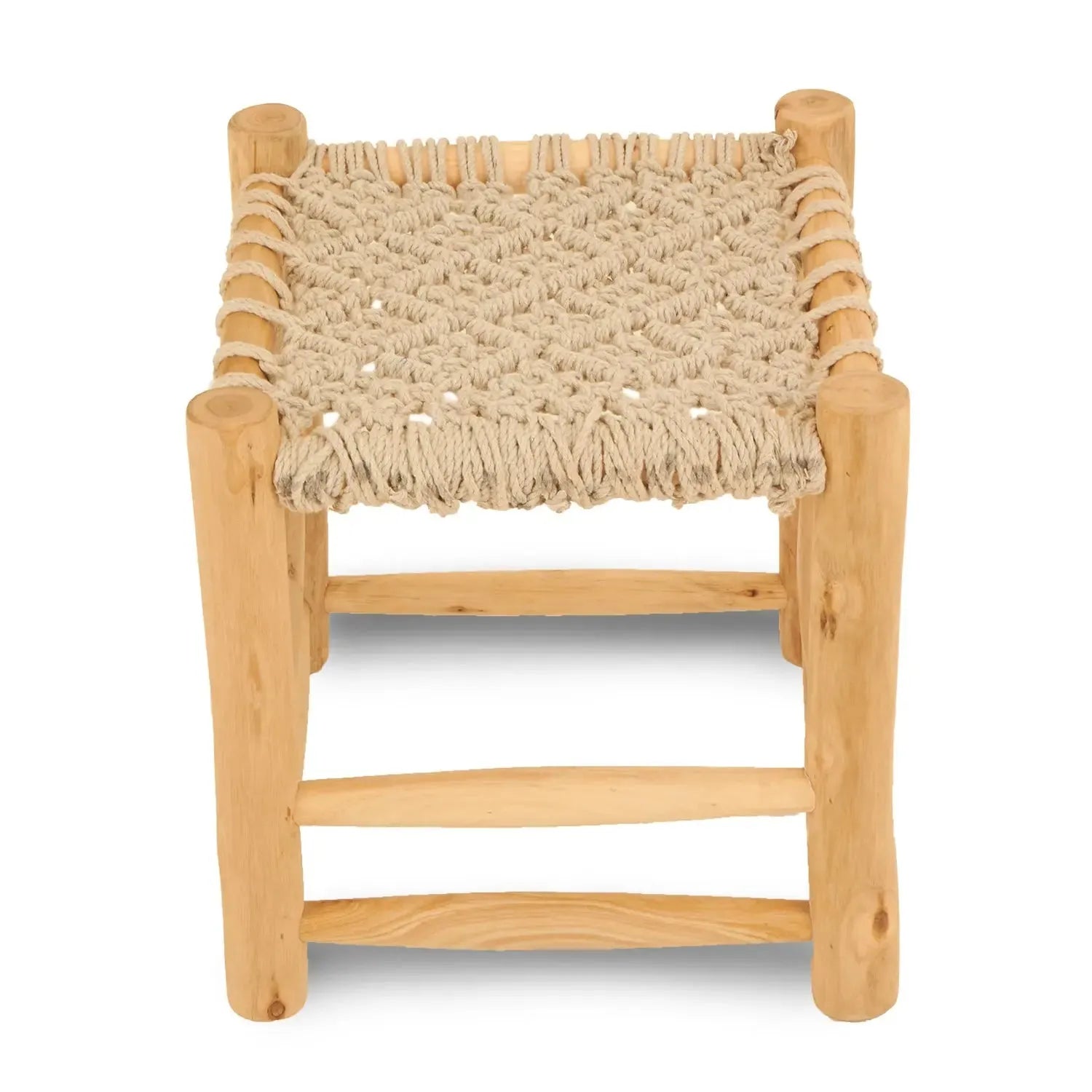 Boutique Camping Macramé Wooden glamping Stool for Bell Tent