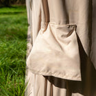 Close-up shot showing the pump nozzle cover of the Vela Air Tent, highlighting durable stitching and fabric.