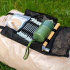 close up of the components that come with the vela air tent