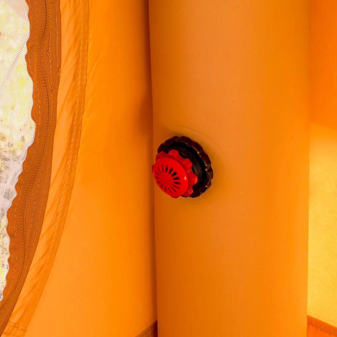 red internal valve of boutique camping vela air tent