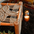 Boutique Camping Macramé Wooden glamping Stool for Bell Tent